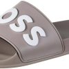 Hugo Boss Slides Modell 'Kirk' hellgrau Badeschuhe