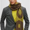 Hugo Boss Strickschal aus Baumwolle und Wolle mit Logo - Style Lamico_Scarf 50495328 Dunkelbraun ONESI Schals & Tücher